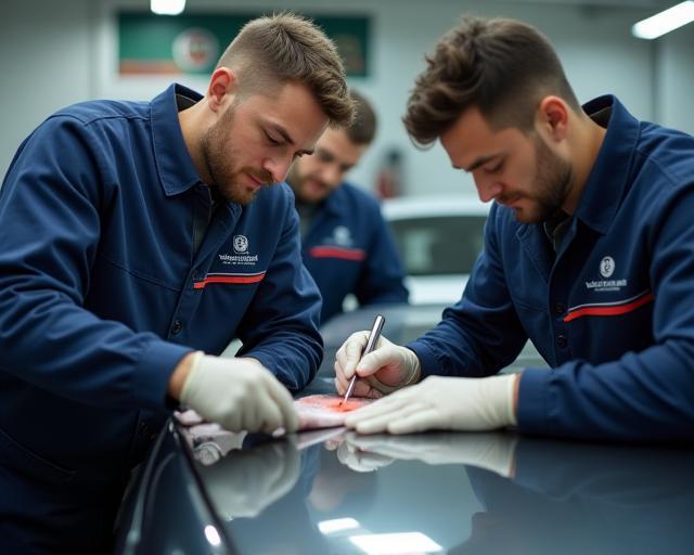 Tecnici di LavaggioAuto Milano al lavoro su un’auto